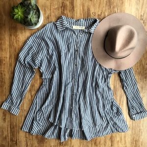 Flowy Striped Button-down